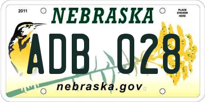 NE license plate ADB028