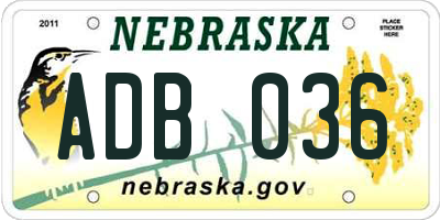 NE license plate ADB036