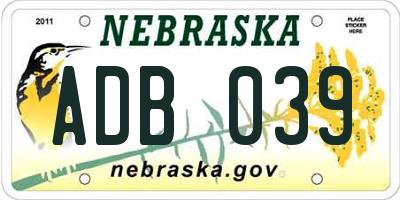 NE license plate ADB039