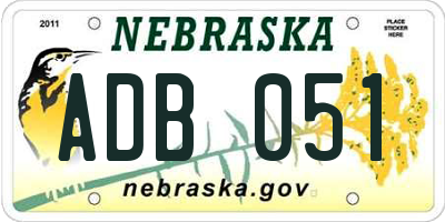 NE license plate ADB051