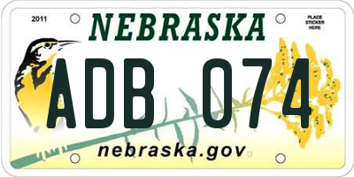 NE license plate ADB074