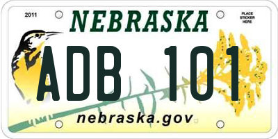 NE license plate ADB101