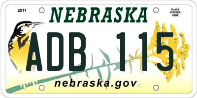 NE license plate ADB115