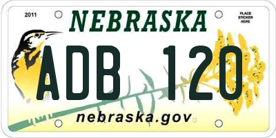 NE license plate ADB120