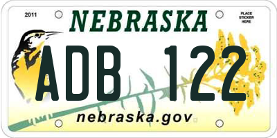 NE license plate ADB122