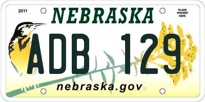 NE license plate ADB129