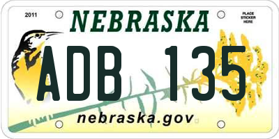 NE license plate ADB135