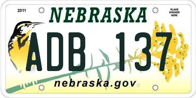 NE license plate ADB137