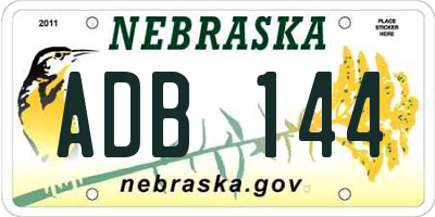 NE license plate ADB144