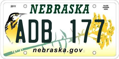 NE license plate ADB177