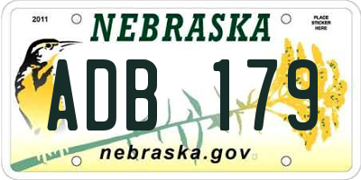 NE license plate ADB179