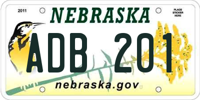NE license plate ADB201