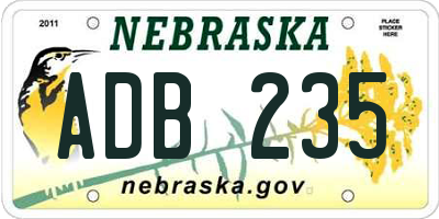 NE license plate ADB235