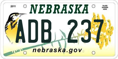 NE license plate ADB237