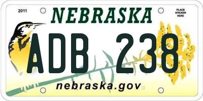 NE license plate ADB238