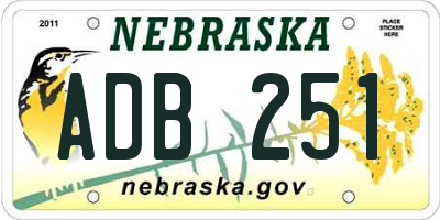 NE license plate ADB251