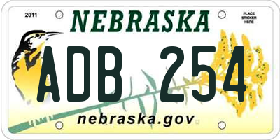 NE license plate ADB254