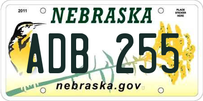 NE license plate ADB255
