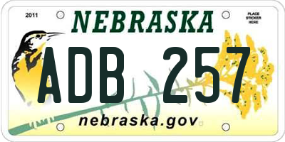 NE license plate ADB257