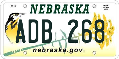 NE license plate ADB268