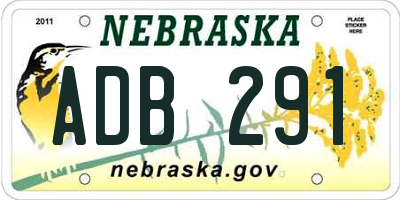 NE license plate ADB291
