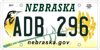 NE license plate ADB296