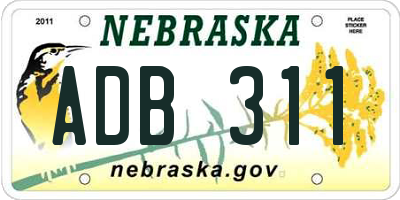NE license plate ADB311