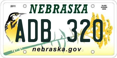 NE license plate ADB320