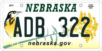 NE license plate ADB322
