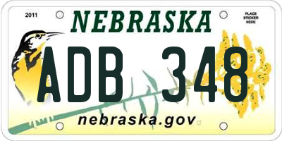 NE license plate ADB348