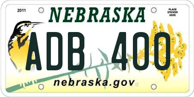 NE license plate ADB400