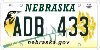 NE license plate ADB433