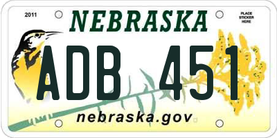 NE license plate ADB451