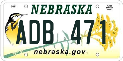NE license plate ADB471