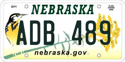 NE license plate ADB489