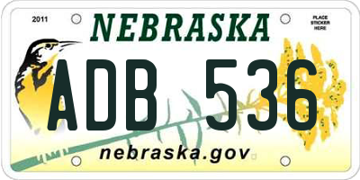 NE license plate ADB536