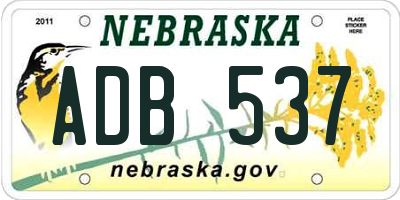 NE license plate ADB537