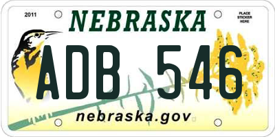 NE license plate ADB546