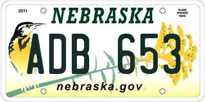 NE license plate ADB653