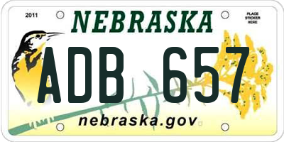 NE license plate ADB657