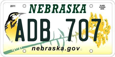 NE license plate ADB707