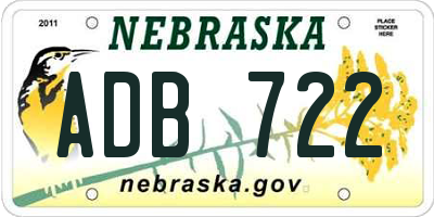 NE license plate ADB722