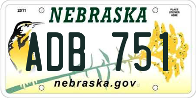 NE license plate ADB751