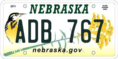 NE license plate ADB767