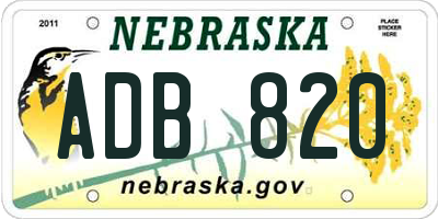 NE license plate ADB820