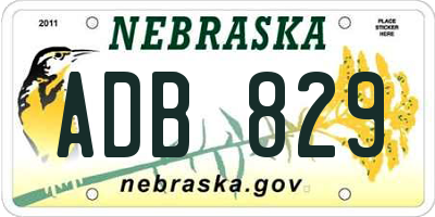 NE license plate ADB829