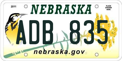 NE license plate ADB835