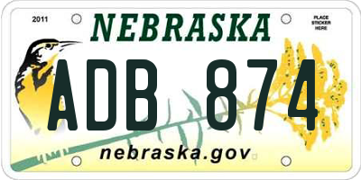 NE license plate ADB874