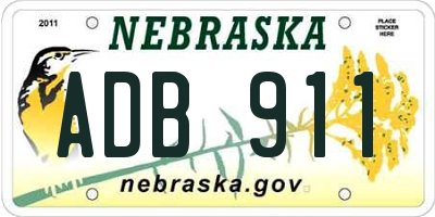 NE license plate ADB911