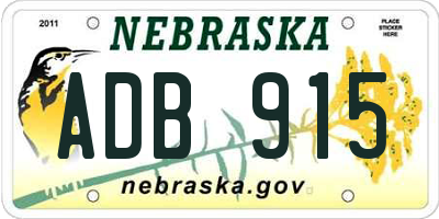 NE license plate ADB915